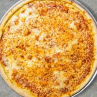 Cheesy Easy Pizza · Fresh tomato sauce, shredded mozzarella and extra-virgin olive oil baked on a hand-tossed do...