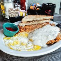 Chicken Fried Steak · Tender Angus beef lightly breaded, cooked golden brown & covered with our savory sausage gra...