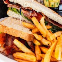 Blt · You know what’s on this one! Crisp bacon, lettuce, sliced tomato & mayo on sourdough toast.