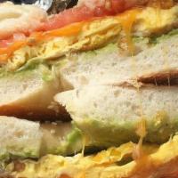 Vegetarian Bagel Sandwich.. · Fried egg, Avocado, Tomato, Cheese, on your choice of Bagel