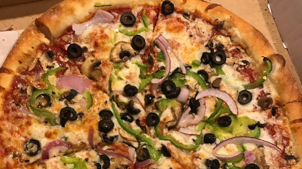Wise Guy · Green peppers, red onions, mushrooms and black olives.