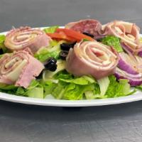 Antipasto Salad · Lettuce, Tomato, Onion, Green Bell Pepper, Black Olive, Ham, Salami, Pepperoni, Mozzarella C...
