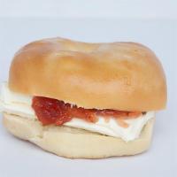 J. Bagel Sandwich · Cream cheese and jelly on a bagel.