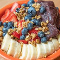 Carioca Bowl · Our classic Rio Blend made with açaí, blueberries, strawberries, + banana and topped with fr...