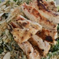 Chicken Caesar Salad · Kale, Parmesan, Cheese, Sunflower Seeds, Croutons, Light Cilantro Caesar Dressing