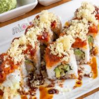 Banzai Roll · Shrimp tempura, spicy tuna, avocado, and cucumber with sweet sauce. Hot.