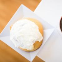 Cinnamon Roll · Baked fresh daily in house, topped with cream cheese frosting