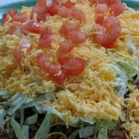 Smothered Flauta Beef Or Chicken · Smothered Flauta Beef or Chicken with Choice of Chili, Lettuce, Tomato & Cheese (Deep fried ...