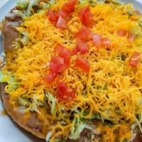 Indian Fry Bread · Plate. Beans, choice of chili, lettuce, tomato and cheese.