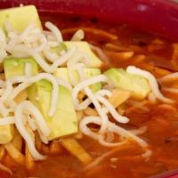 Tortilla Soup (Bowl) · Homemade chicken broth loaded with diced chicken breast,  topped with cheese, avocado and to...