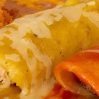Combo #5 · Two enchiladas.  Served with rice & beans.
