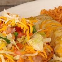 Combo #4 · An enchilada and a bean tostada.  Served with rice & beans.