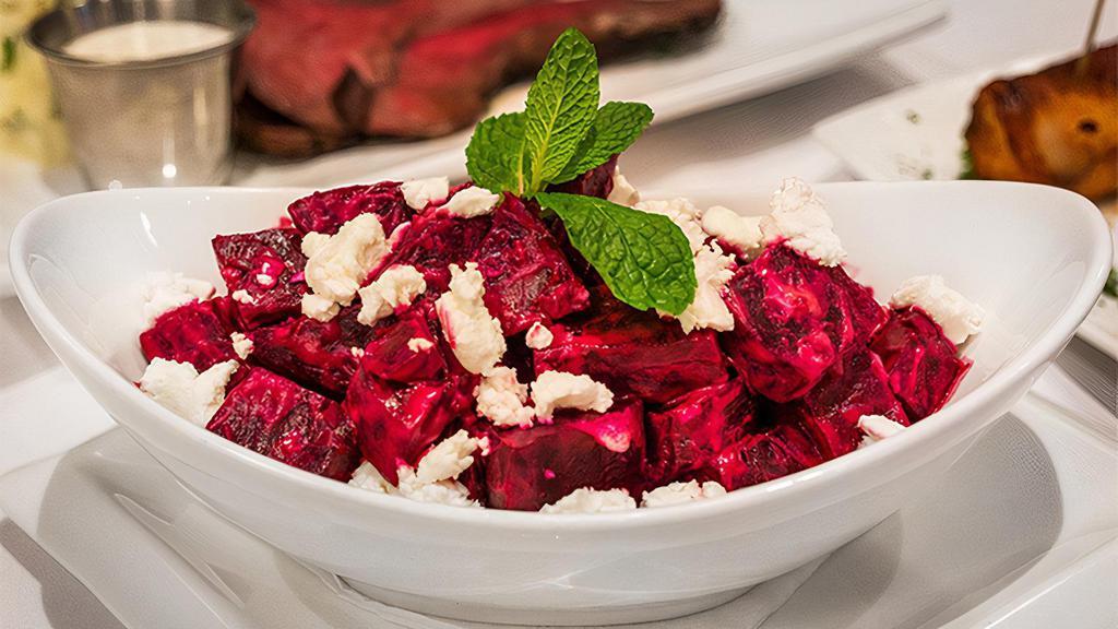 Balsamic Beets · Balsamic beets with goat cheese and mint