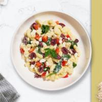 Mediterranean Magic Mac · (Vegetarian) Fresh diced tomatoes, olives, goat cheese, feta, and spinach cooked in a blend ...
