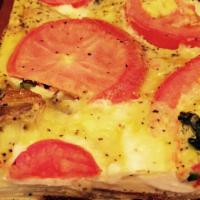 Vegetarian Potato Quiche (Gf) · Thinly sliced russet potatoes are layered with a quiche filling, cheese, and vegetable (vari...