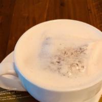 Moroccan Fog · Marrakesh Mint tea, vanilla, topped with steamed milk of your choice.