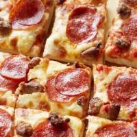 Build Your Own Pizza (Full Sheet) · Our build your own is topped with pizza sauce, cheese.