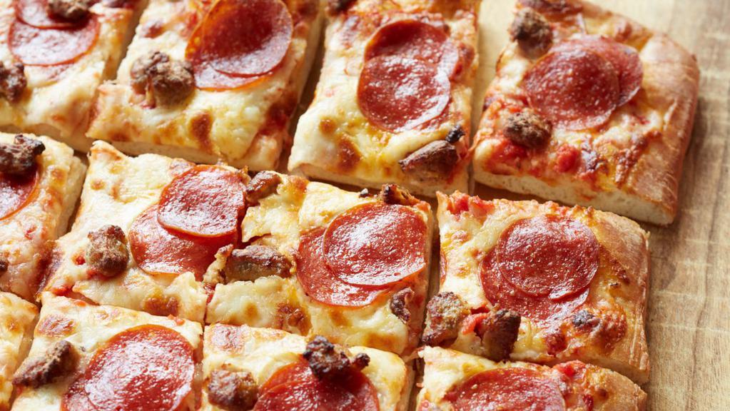 Build Your Own Pizza (Full Sheet) · Our build your own is topped with pizza sauce, cheese.
