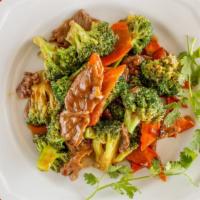 Beef Broccoli · Served with choice of side and choice of rice.
