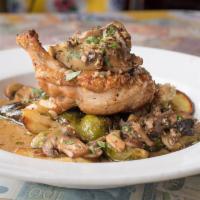 The Choose Your Own Chicken Adventure · Gluten friendly. A juicy washington grown-supreme cut chicken breast over roasted brussel sp...