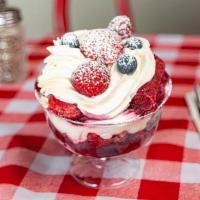 Raspberry Tiramisu - House Made · House made with ladyfingers dipped in Raspberry juice, layered with a whipped mixture of cre...