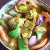 Jalfrazie - Chicken · Boneless meat or vegetables stir-fried in a brown curry with bell peppers, garlic, ginger, t...