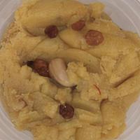 Saffron Semolina Dessert · 15 min. 20 ounces box large. Saffron infused semolina with molasses, dry fruits, and nuts. K...