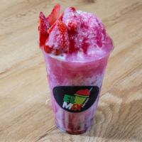 Raspados · Shaved ice with natural fruit syrup topped with condensed milk.