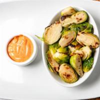 Brussel Sprouts · Vegetarian, gluten-free. Charred brussel sprouts, remoulade dipping sauce.