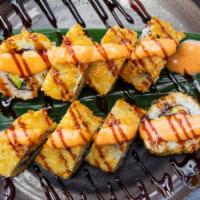 Ichi Roll · Deep-fried | Salmon, avocado, cream cheese topped with spicy mayo and eel sauce