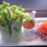 Prawn Fresh Rolls · Two delicious fresh rice paper rolls cut in half to make 4 pieces. Contains shrimp, fresh Th...