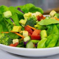 Amata'S Healthy Salad · A tasty mix of green lettuce, tomato, red onion, purple cabbage, carrots with sunflower seed...
