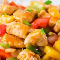 Sweet & Sour · Your sautéed protein choice tomato, cucumber, pineapple, onion, bell pepper, celery and then...
