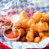 Shrimp & Chips · wild gulf shrimp, fries, served with slaw and  seatown tartar