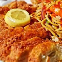 Lemon Chicken (Dinner Combo) · Dinner combo served soup egg roll . crab cheese puff . chicken chowmein and pork rice