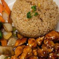 Chicken · grilled chicken breast seassoning well mix with teriyaki sauce,served with jasmine fried ric...