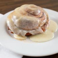 Cinnamon Roll · Mega homemade cinnamon roll with yummy cream cheese frosting. You'll have to share! ;)