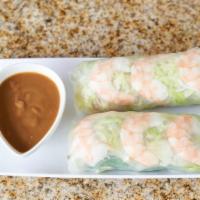 Gỏi Cuốn - Salad Rolls · Rice paper rolls with shrimp, vermicelli noodles, lettuce, basil and a side of peanut sauce.