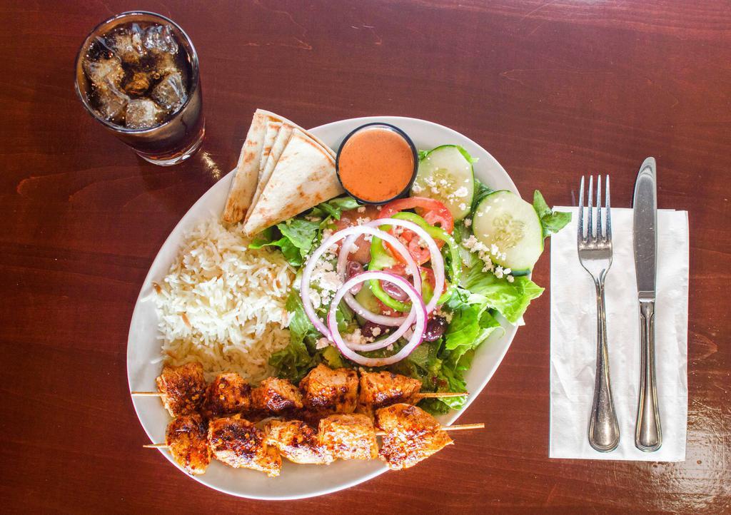 Spicy Chicken Kebab Plate · Chicken marinated in our spicy Istanbul sauce.