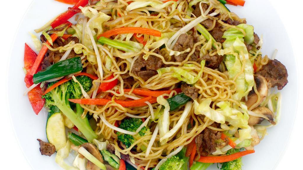 Yakisoba · Yakisoba wheat noodles with freshly cut vegetables and your choice of protein.