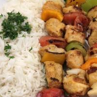 Chicken Kabob Platter · Platters come with salad.