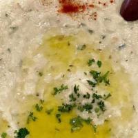 Baba Ghanoush & 2  Pita · Baba Ghanoush with Olive Oil, Variety of Olives and Smoked Paprika. Comes with 2 Pita's