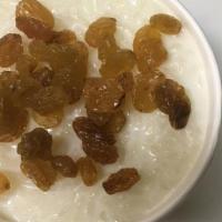 Raisin Rice Pudding · Rice pudding topped with raisin