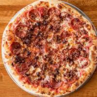 Red Dragon · Marinara, mozzarella, provolone, pepperoni, Canadian bacon, sausage and bacon.