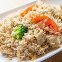 Thai Fried Rice · Jasmine rice, egg, broccoli, tomato, onion, and fried tofu.