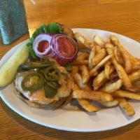 Pub Burger · Comes with lettuce, tomato, onion, pickles, and seasoned mayonnaise. Add Your Choice of Ched...