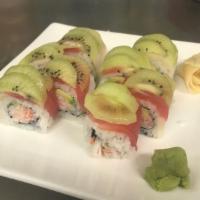 Twist Roll · California roll topped with tuna and white tuna served with ponzu sauce. Raw.