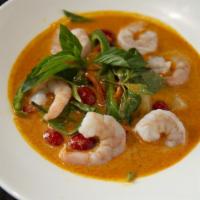 Pineapple Prawn Curry · This dish features pineapple with succulent peeled prawns in our spicy red curry.