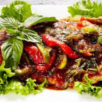 Deep Fried Trout With Sweet Chili Sauce (Pla Tod Rard Prik) · Thai for “fried fish with chili sauce” this deep-fried whole trout is sautéed with a sweet a...