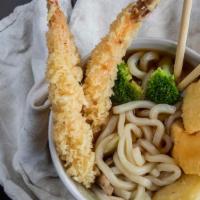 Tempura Udon Soup · Stir fried noodle with shrimp and vegetables.
